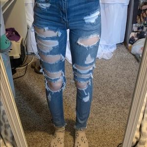 American Eagle High Rise Distressed Jeans